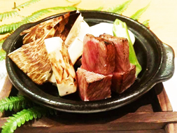 松茸と牛肉の鉄板焼き